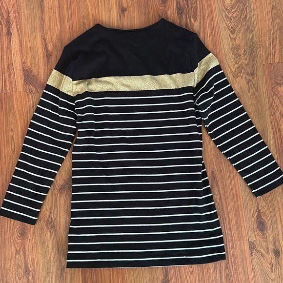 Lauren Ralph Lauren nautical black white gold knit top size PXS - Picture 4 of 4
